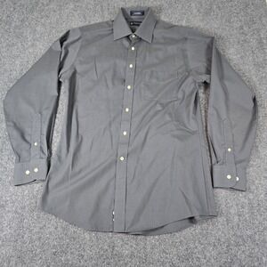 Stafford Travel Button Up Shirt Mens Medium Long Sleeve‎ Gray Regular Fit